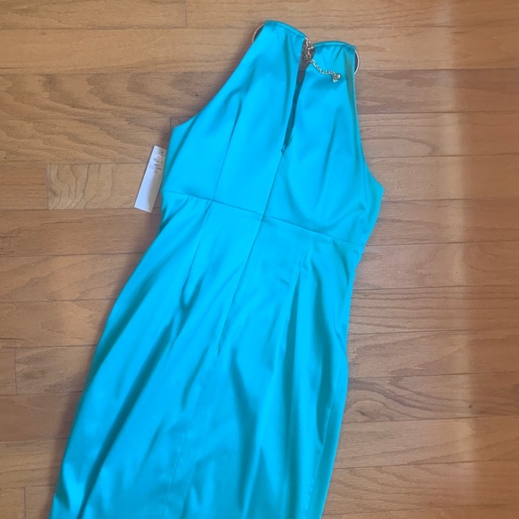 Eliza J Satin Chain Halter Sheath Dress - Picture 2 of 8